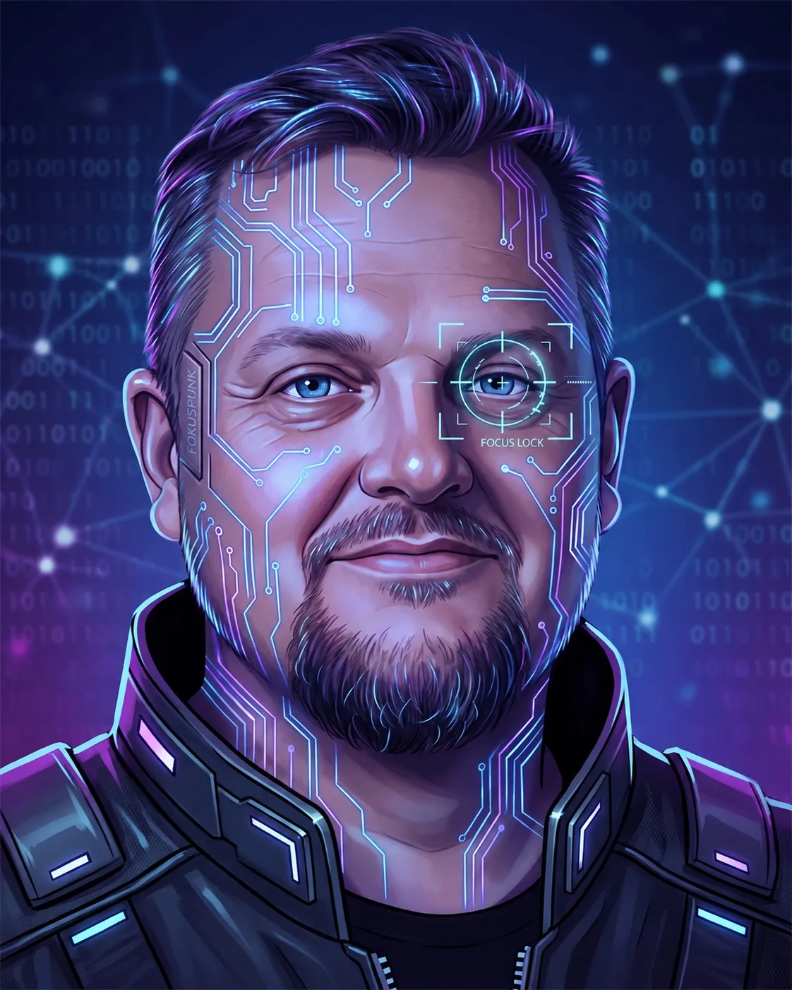 Illustrated portrait of Bastian Machek